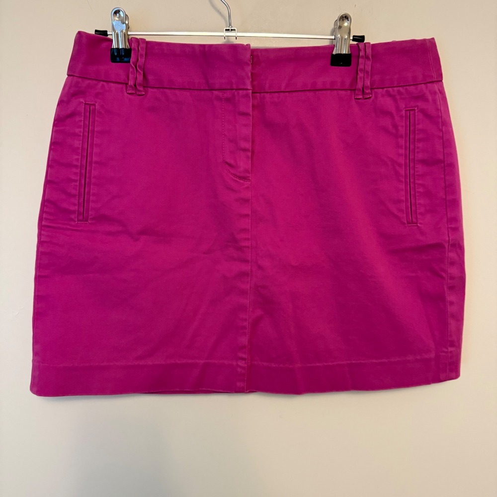 J.Crew Stretch Cotton Twill Mini Skirt Fuchsia Pink Size 8 RN77388
